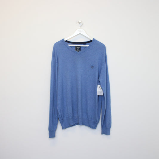 Vintage Chaps knitted sweatshirt in blue. Best fits L