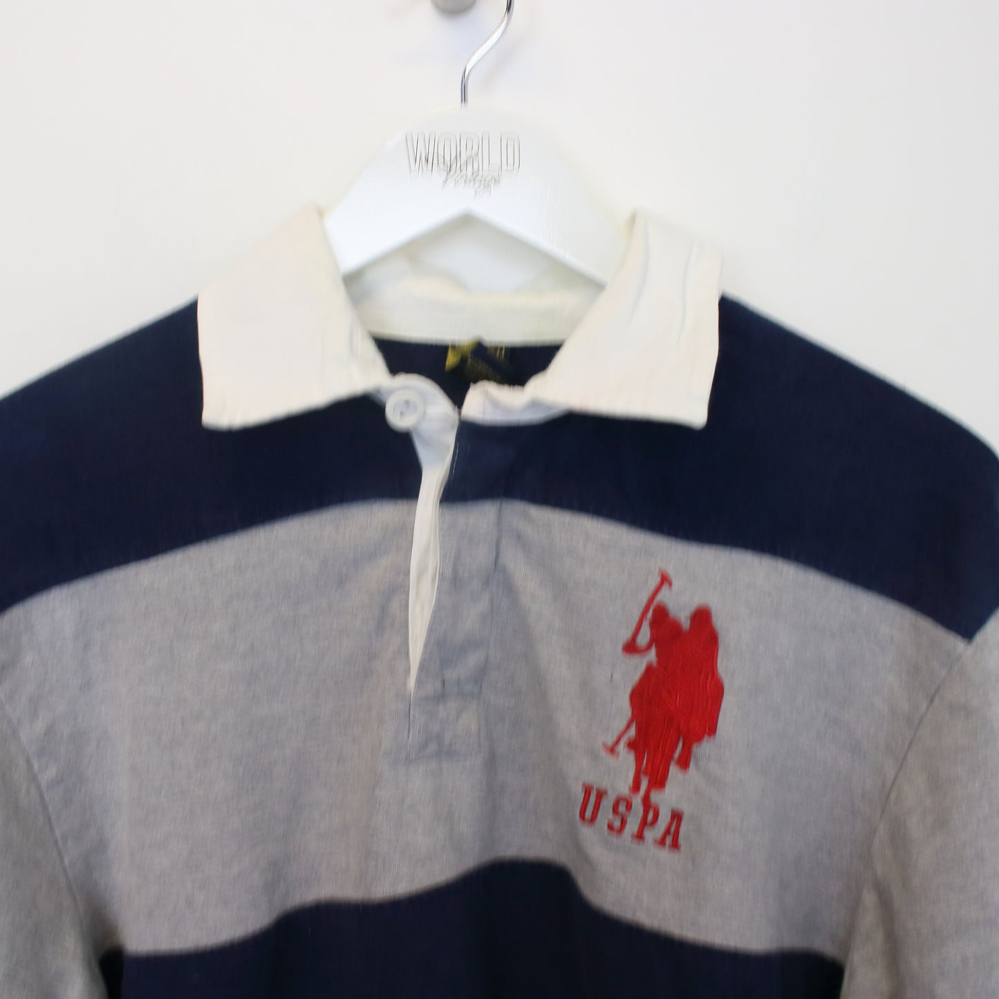 Vintage US Polo Assn rugby shirt in grey and navy. Best fits M
