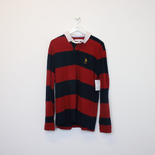 Vintage USA Polo Assn rugby shirt in navy and red. Best fits XL
