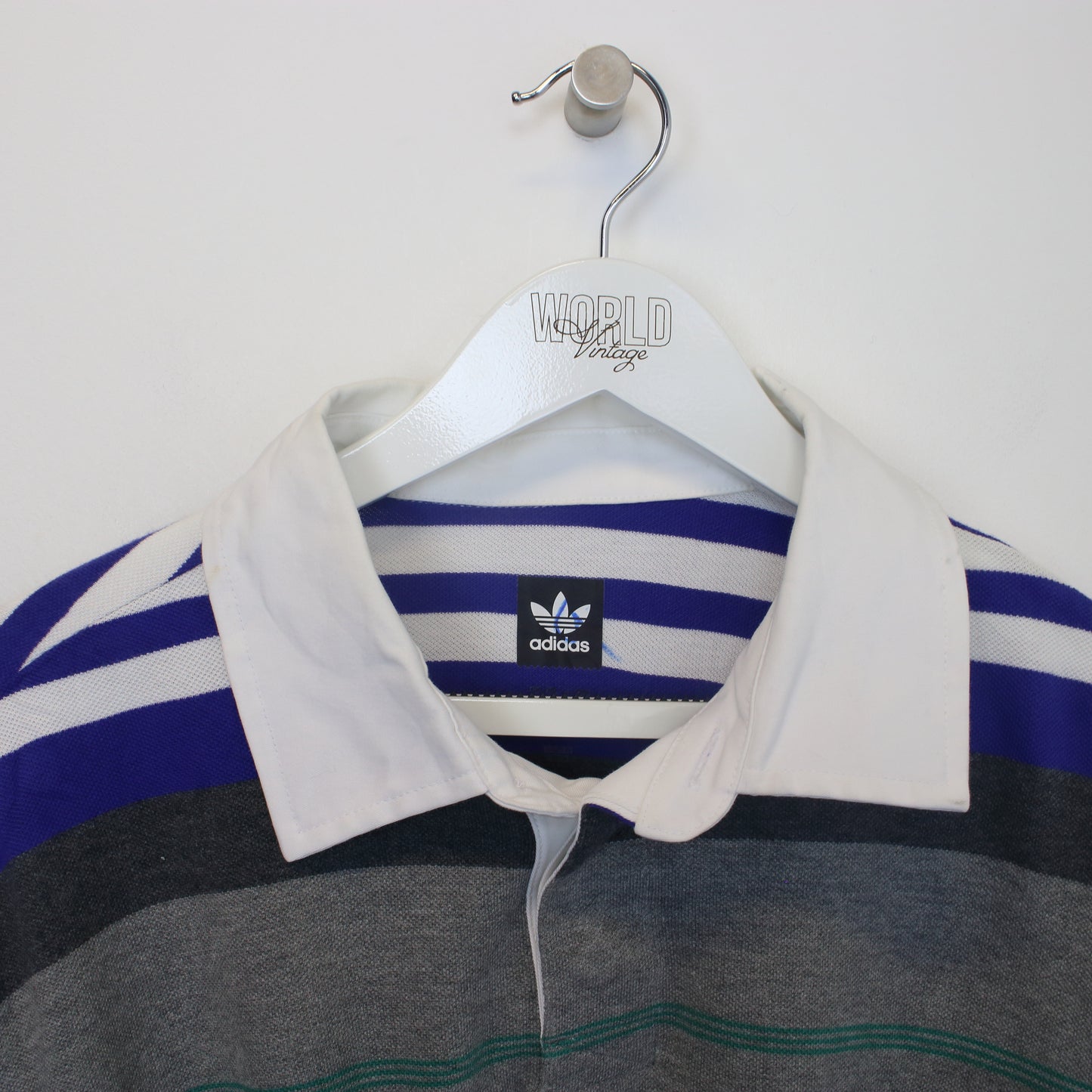 Vintage Adidas rugby shirt in purple and grey. Best fits L