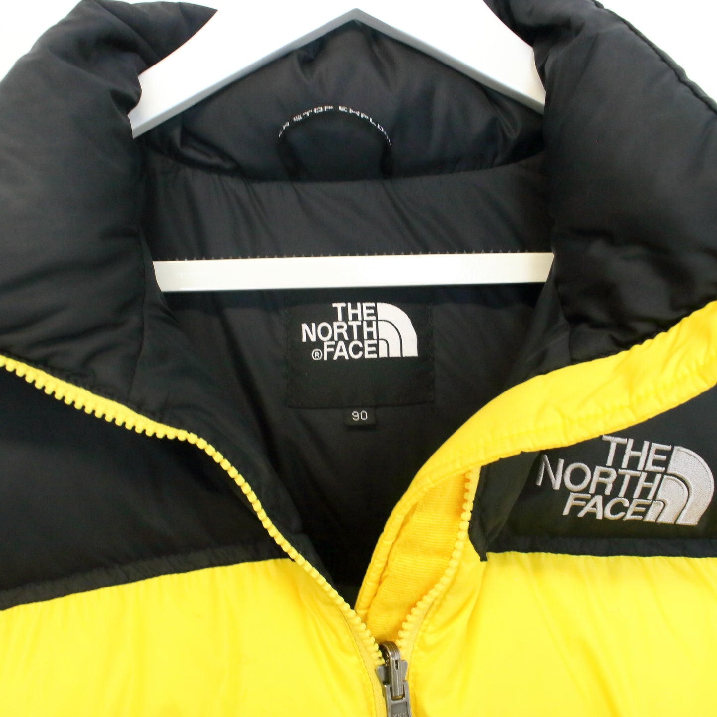 The North Face 700 nuptse series puffer jacket in yellow. Best fits S