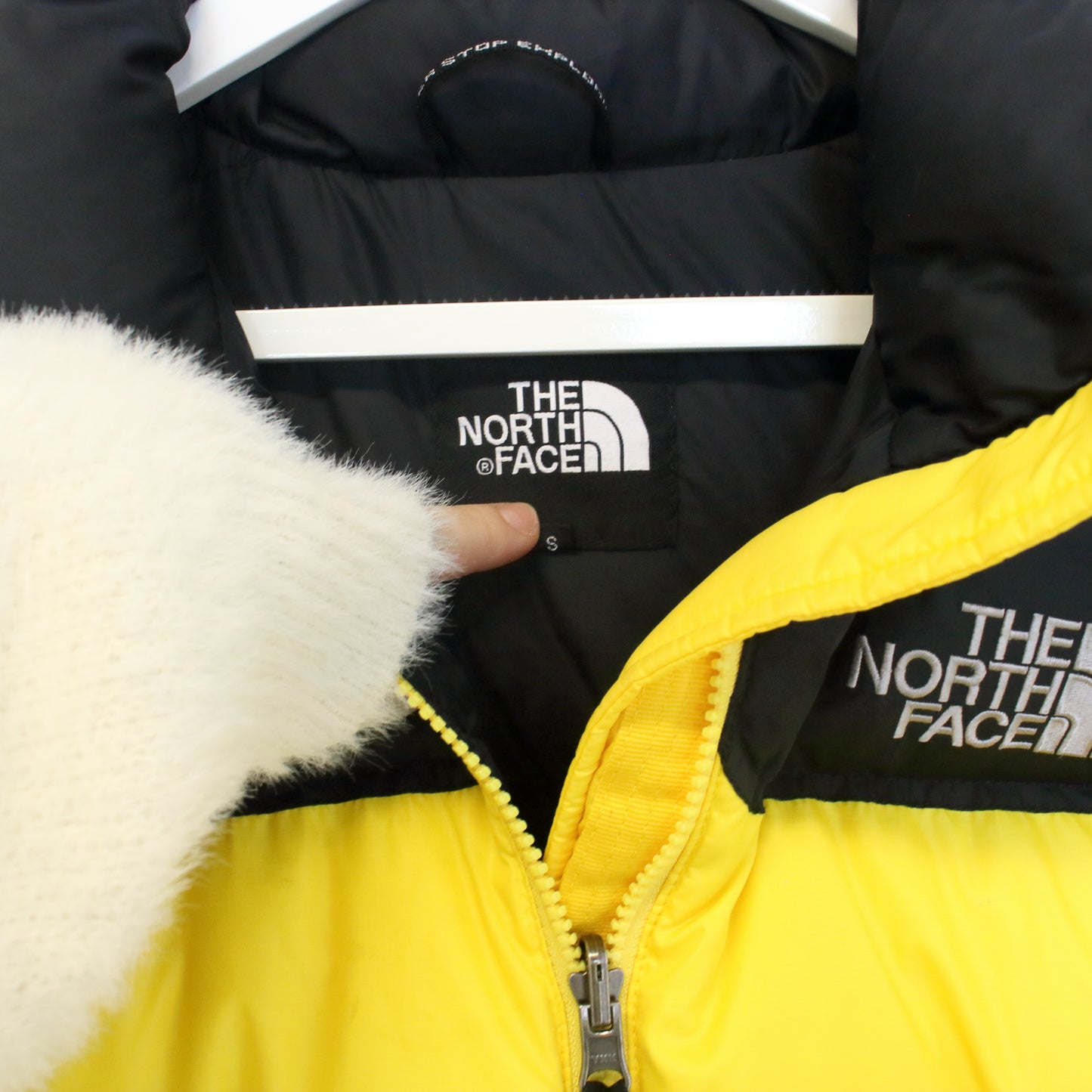 The North Face 700 nuptse series puffer jacket in yellow. Best fits S