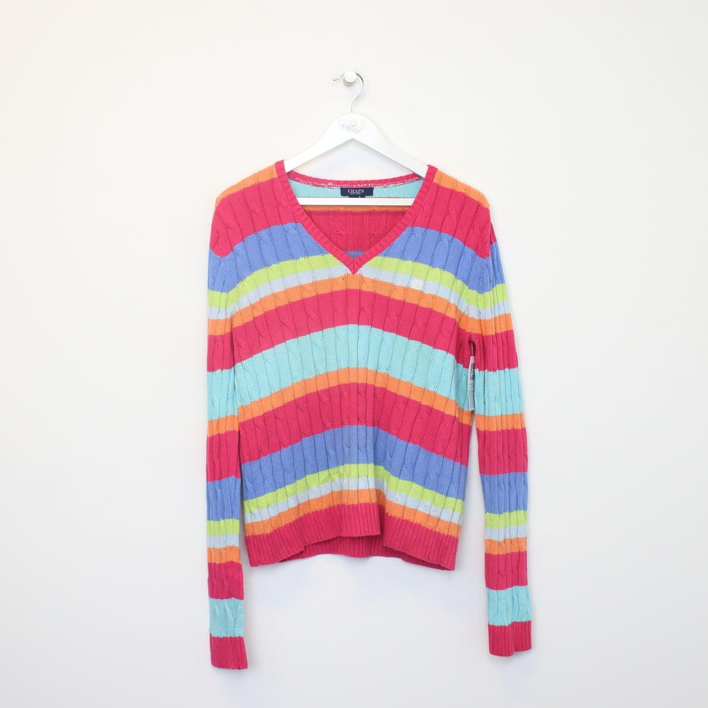 Vintage Women's Chaps striped Multicolour knit sweatshirt. Best fits L