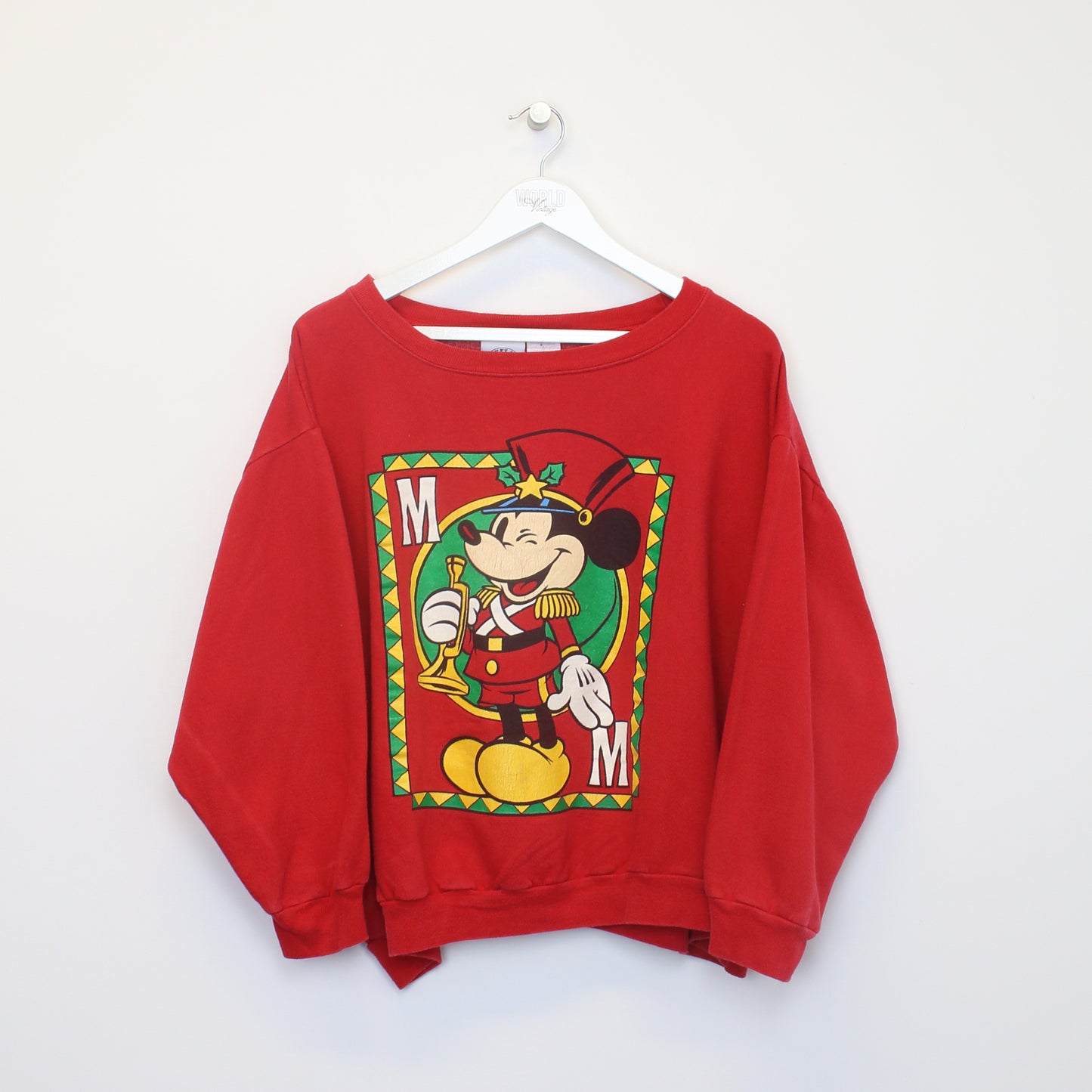 Vintage Women's Mickey Mouse sweatshirt in red. Best fits L