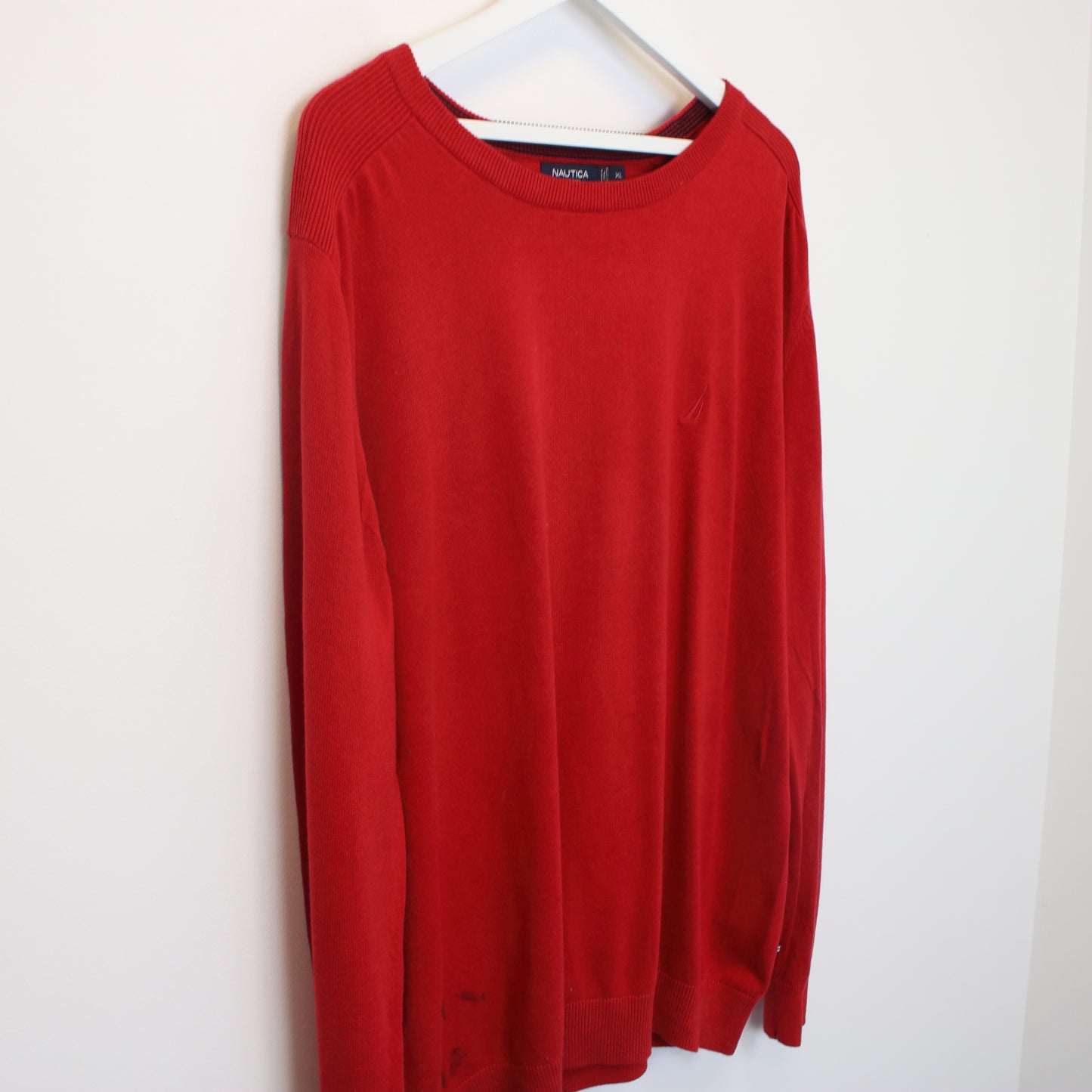 Vintage Nautica Knit sweatshirt in red. Best fits XL