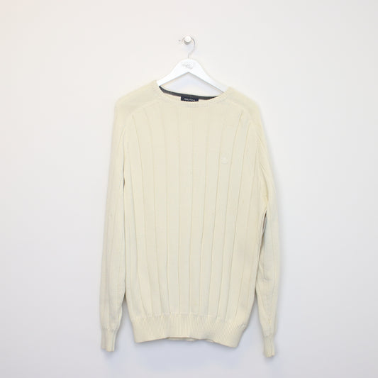 Vintage Nautica knit sweatshirt in cream. Best fits XL