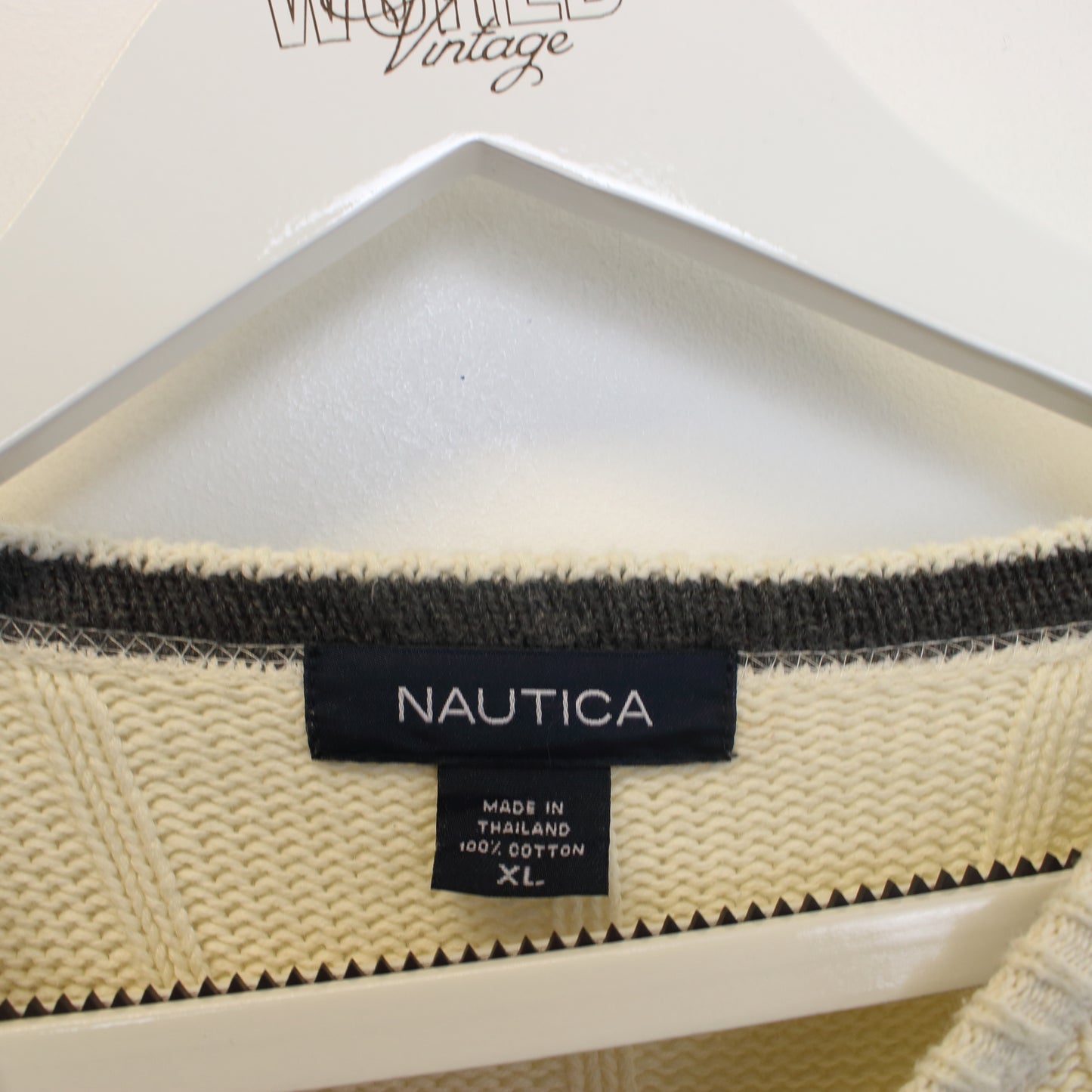 Vintage Nautica knit sweatshirt in cream. Best fits XL