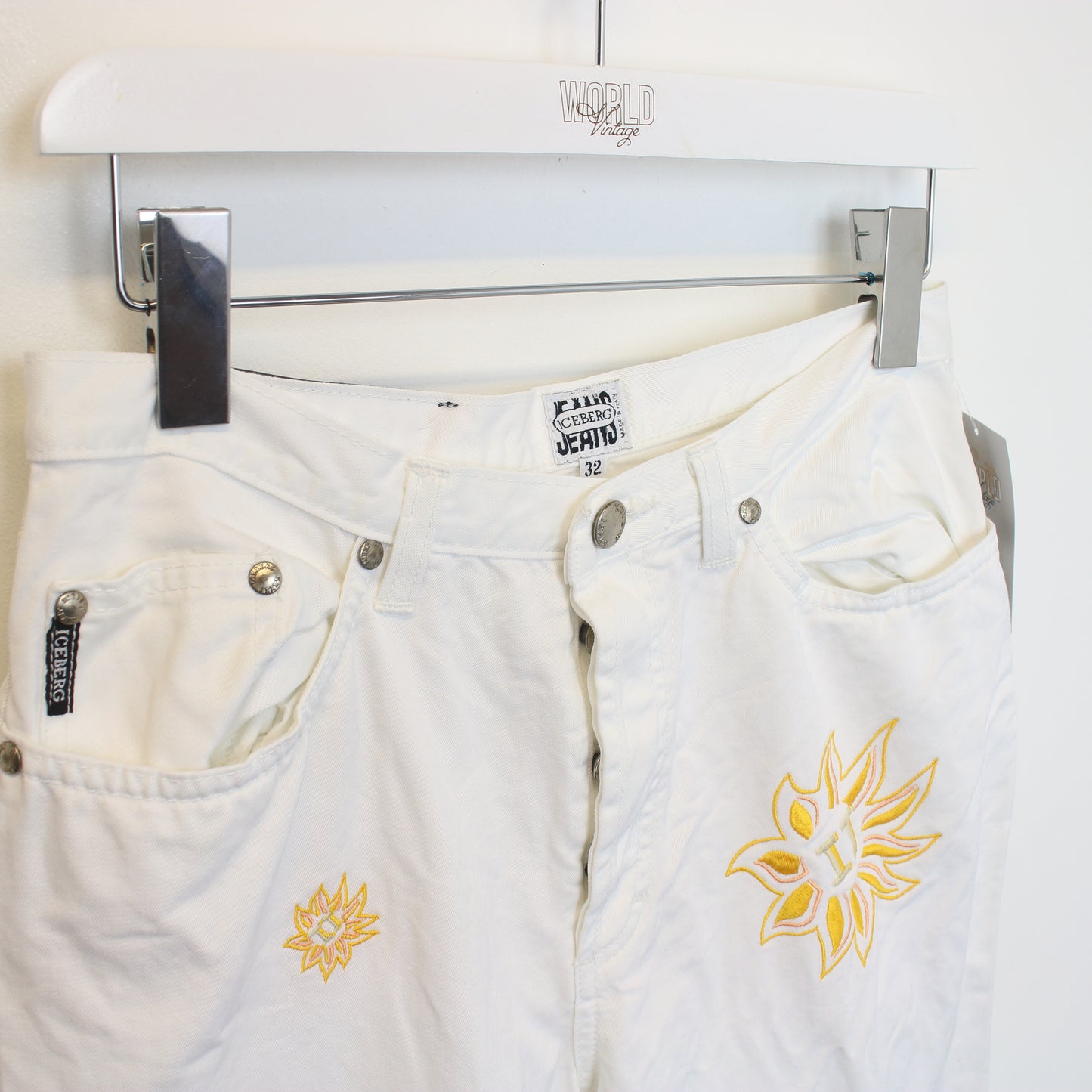 Vintage Iceberg jeans in white. Best fits W29