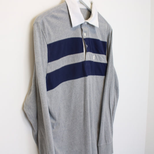 Vintage Izod rugby shirt in Navy and grey. Best fits S