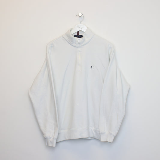 Vintage Nautica quarter zip sweatshirt in White. Best fits L