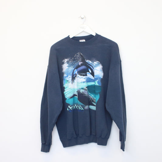 Vintage Tultex sweatshirt in navy. Best Fits L