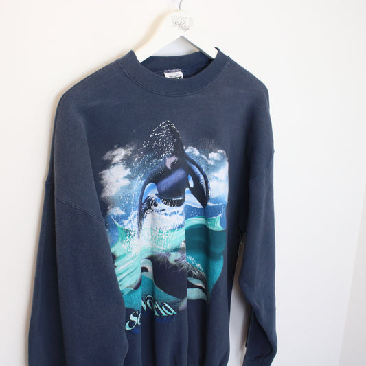 Vintage Tultex sweatshirt in navy. Best Fits L