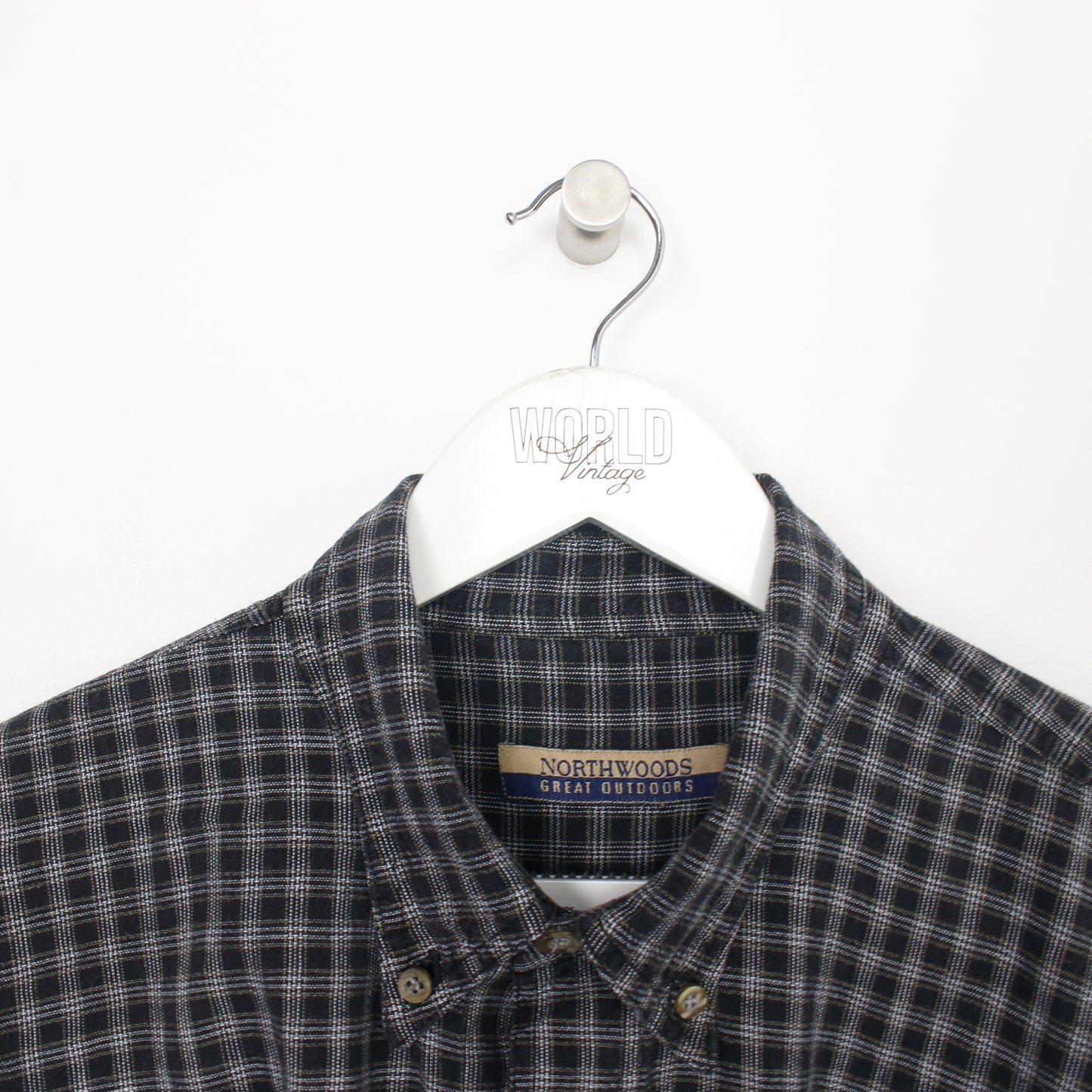 Vintage Northwoods checked flannel shirt in grey. Best fits L