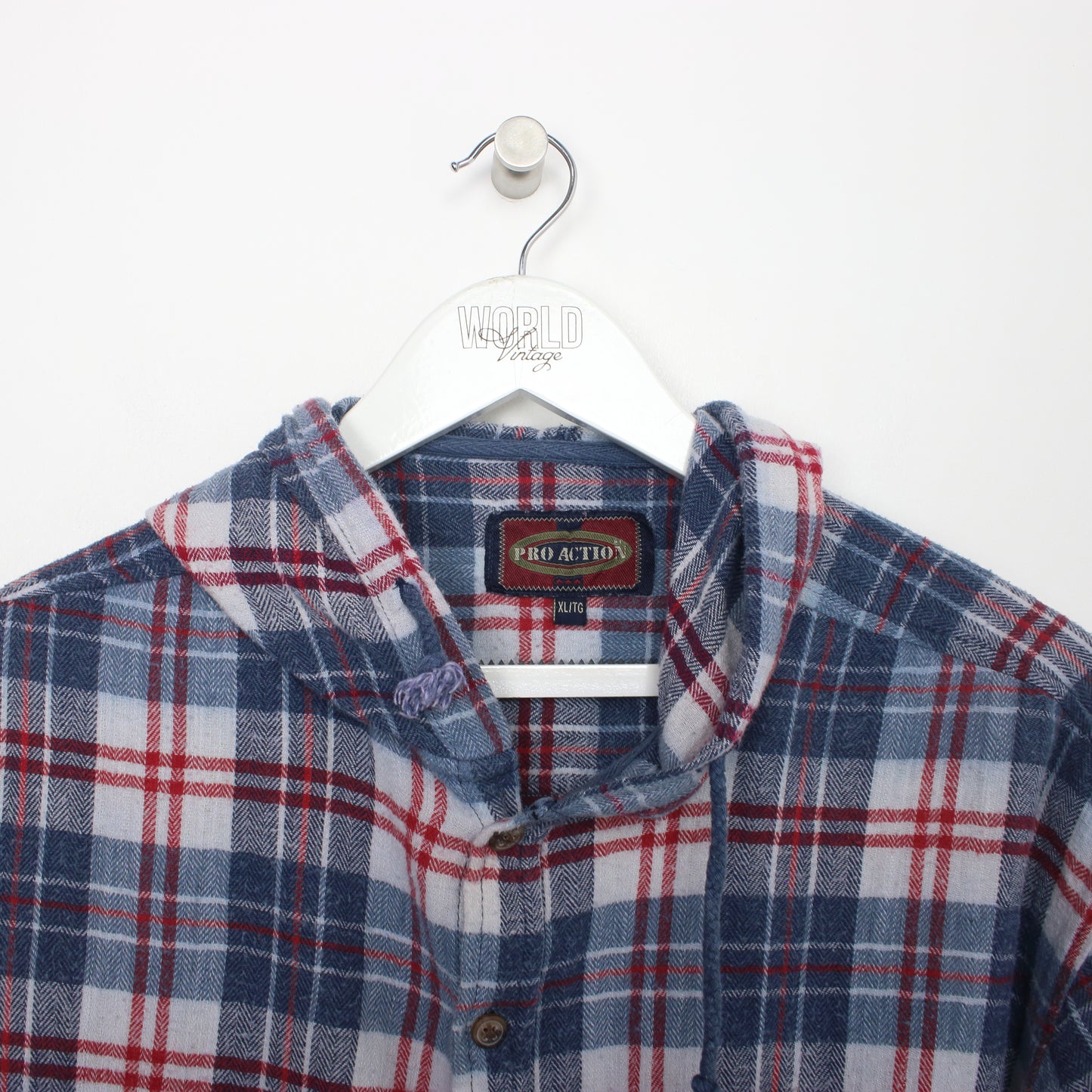 Vintage Pro Action checked flannel shirt in red and blue. Best fits XL