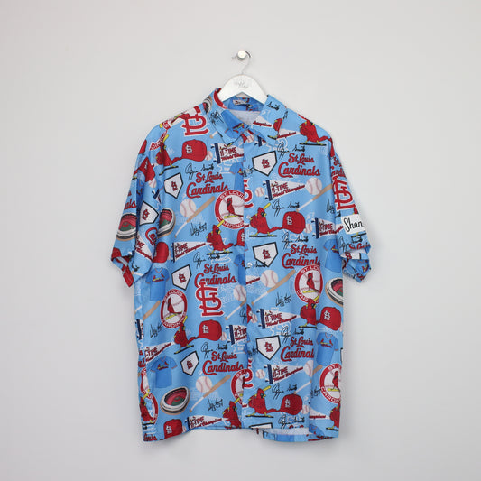 Vintage ShaneCo Hawaiian shirt in blue. Best fits XL