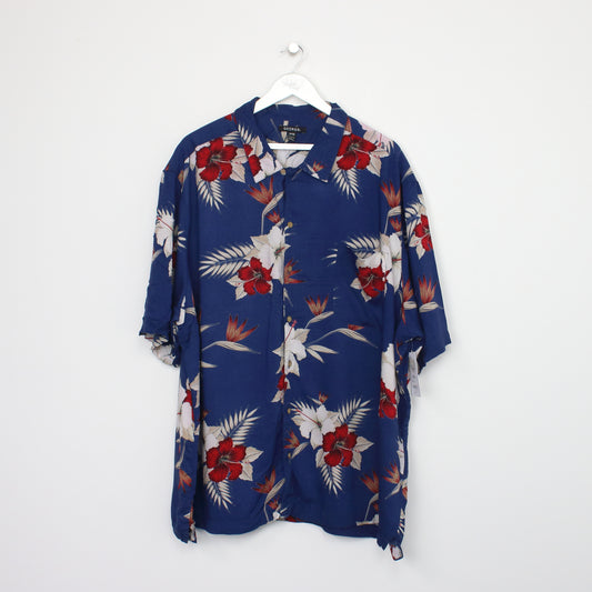 Vintage George Hawaiian shirt in blue. Best fits XXXL