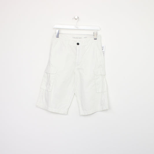 Vintage Calvin Klein cargo shorts in white. Best fits W28