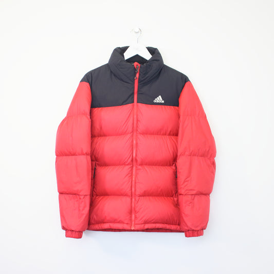 Vintage Adidas puffer jacket in red and black. Best fits M