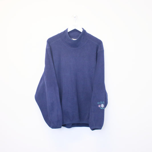 Vintage Adidas 90s mock neck nature fleece in navy. Best fits XL