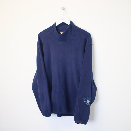 Vintage Adidas 90s mock neck nature fleece in navy. Best fits XL