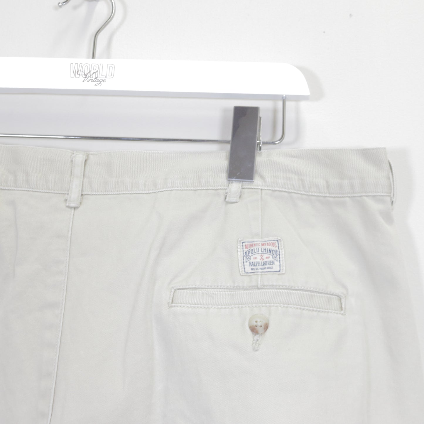 Vintage Polo Ralph Lauren Cargo Shorts In Cream. Best fits W40