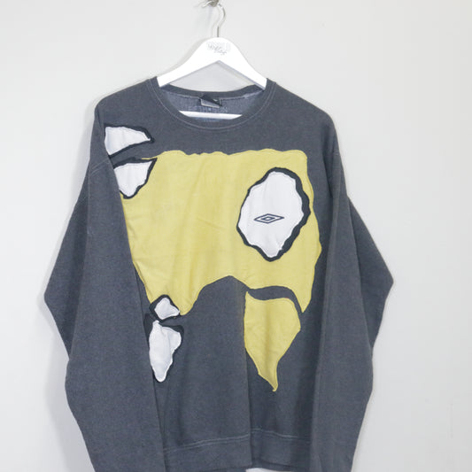 Vintage Umbro rework sweatshirt in grey and yellow. Best fits L