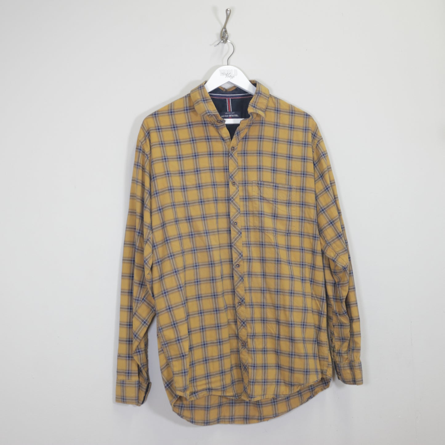 Vintage Being Animal plaid shirt in yellow. Best fits XXL