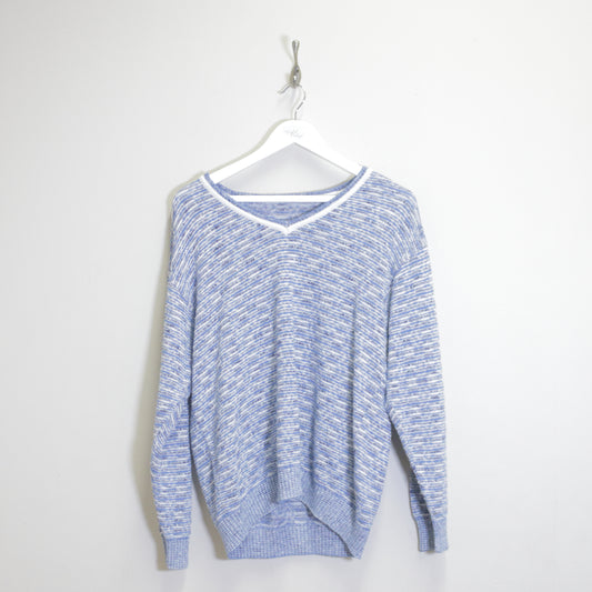 Vintage Unbranded wooven sweater in blue. Best fits M