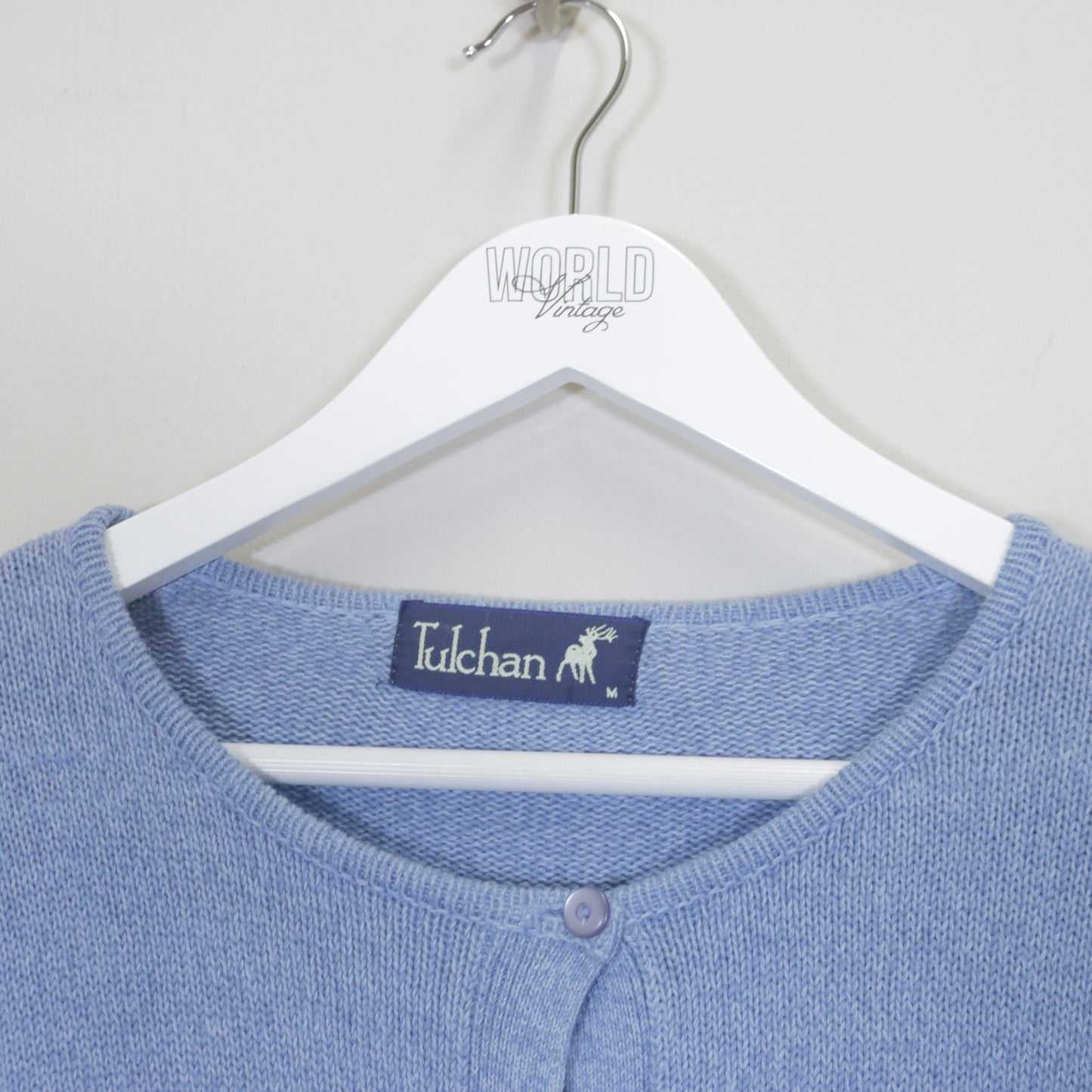 Vintage Tulchan wooven cardigan in blue. Best fits M