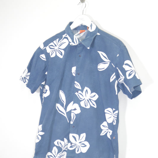 Vintage Hugo Boss Hawaiian shirt in blue. Best fits L