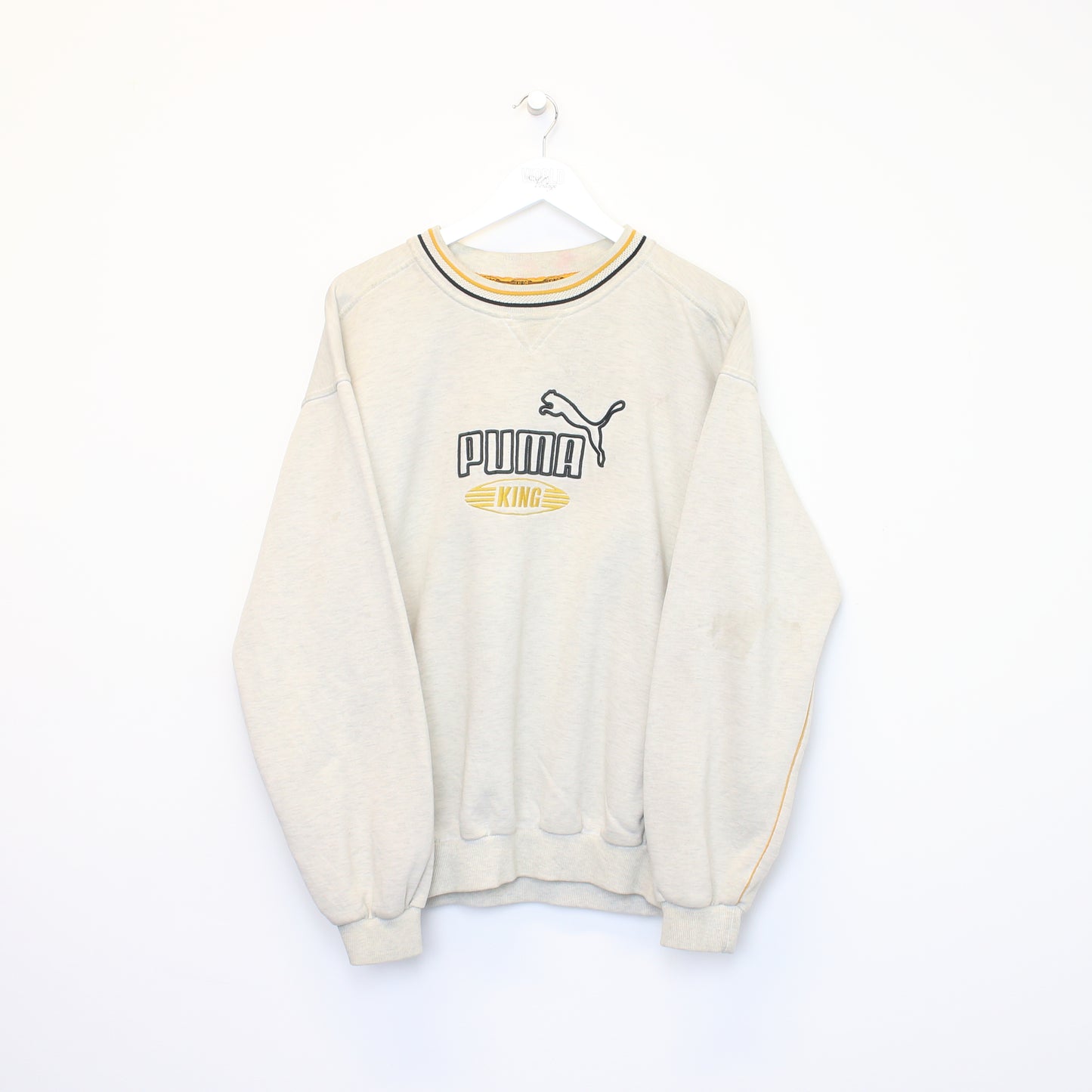 Vintage Puma spell out sweatshirt grey and yellow. Best fits M