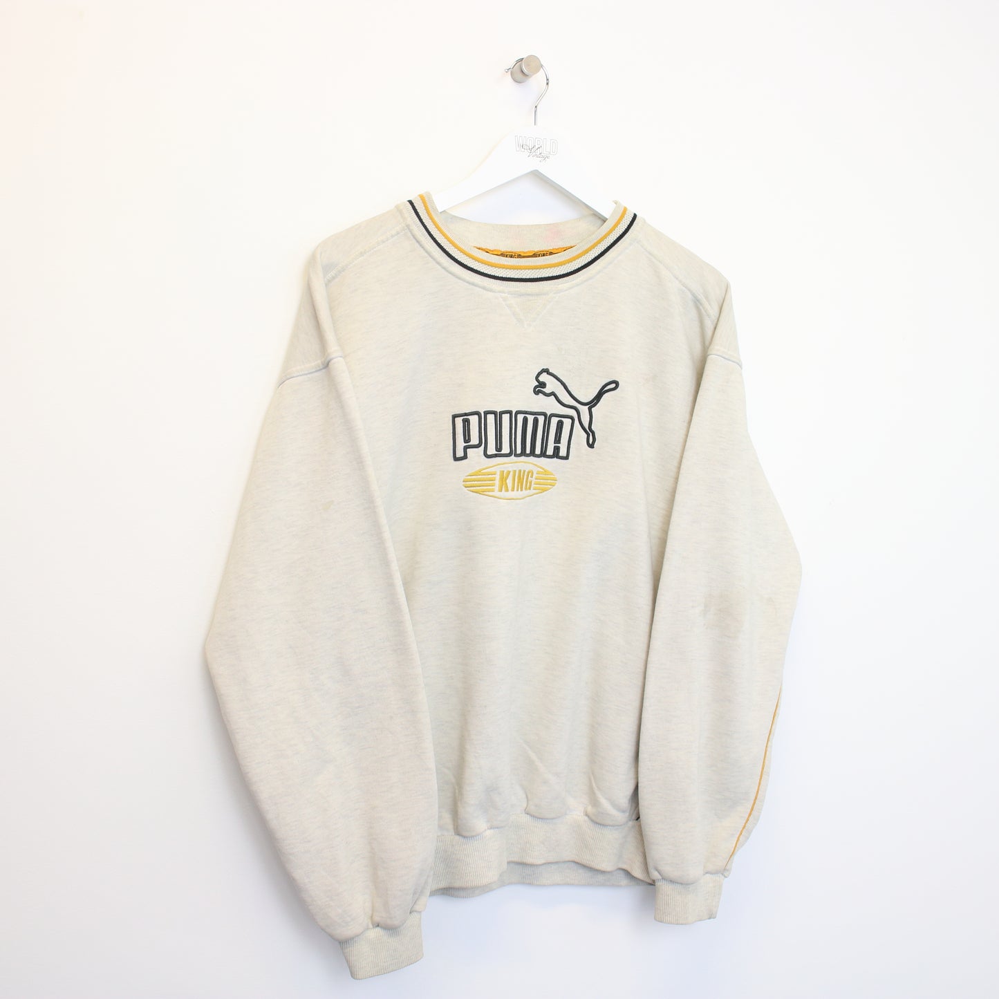 Vintage Puma spell out sweatshirt grey and yellow. Best fits M