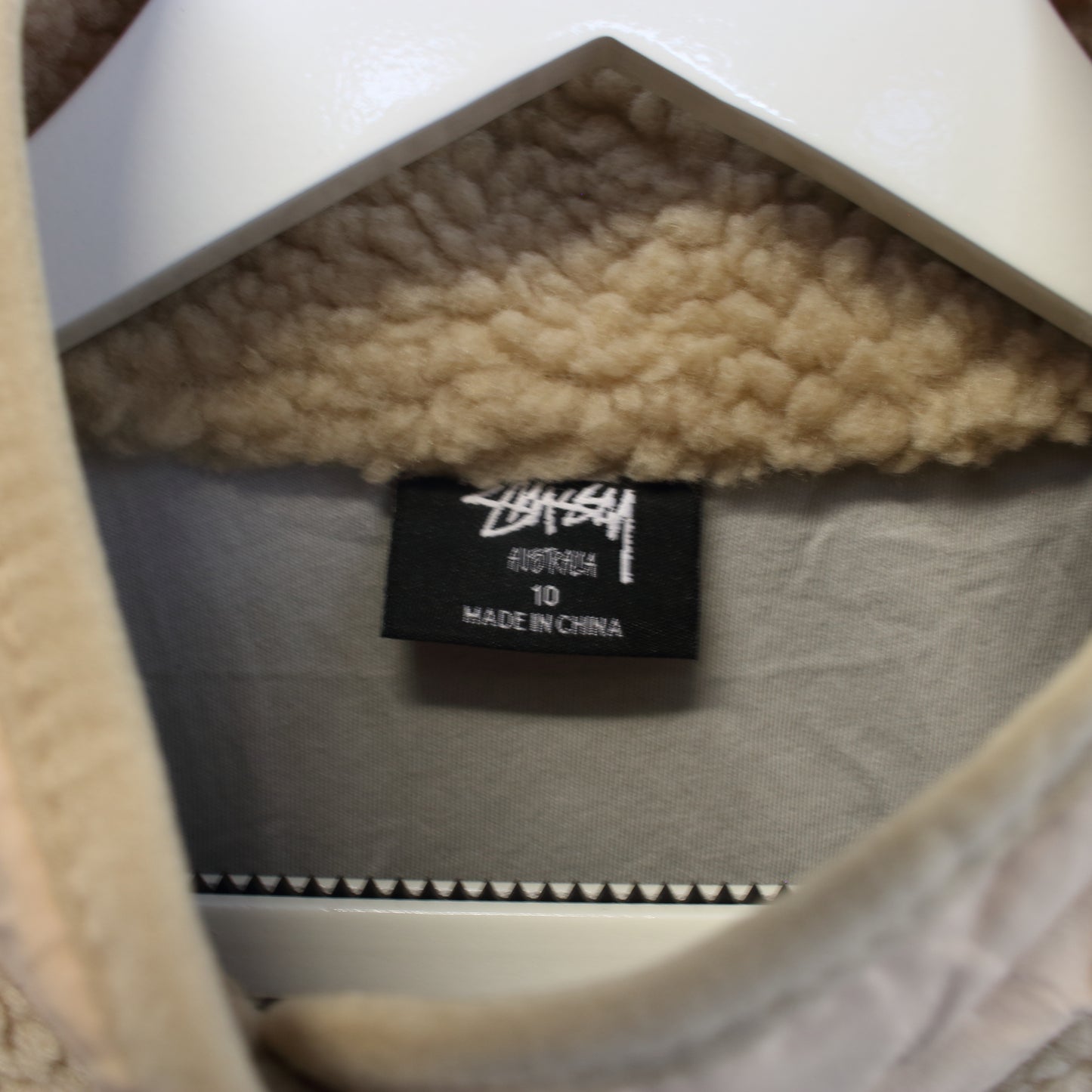 Vintage womens Stussy Deadstock full zip borg fleece in beige. Best fits XL