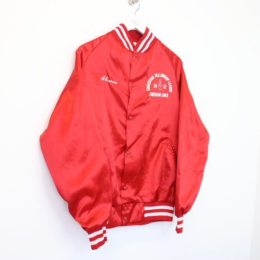 Vintage Christian Fellowship League jacket in red. Best fit L