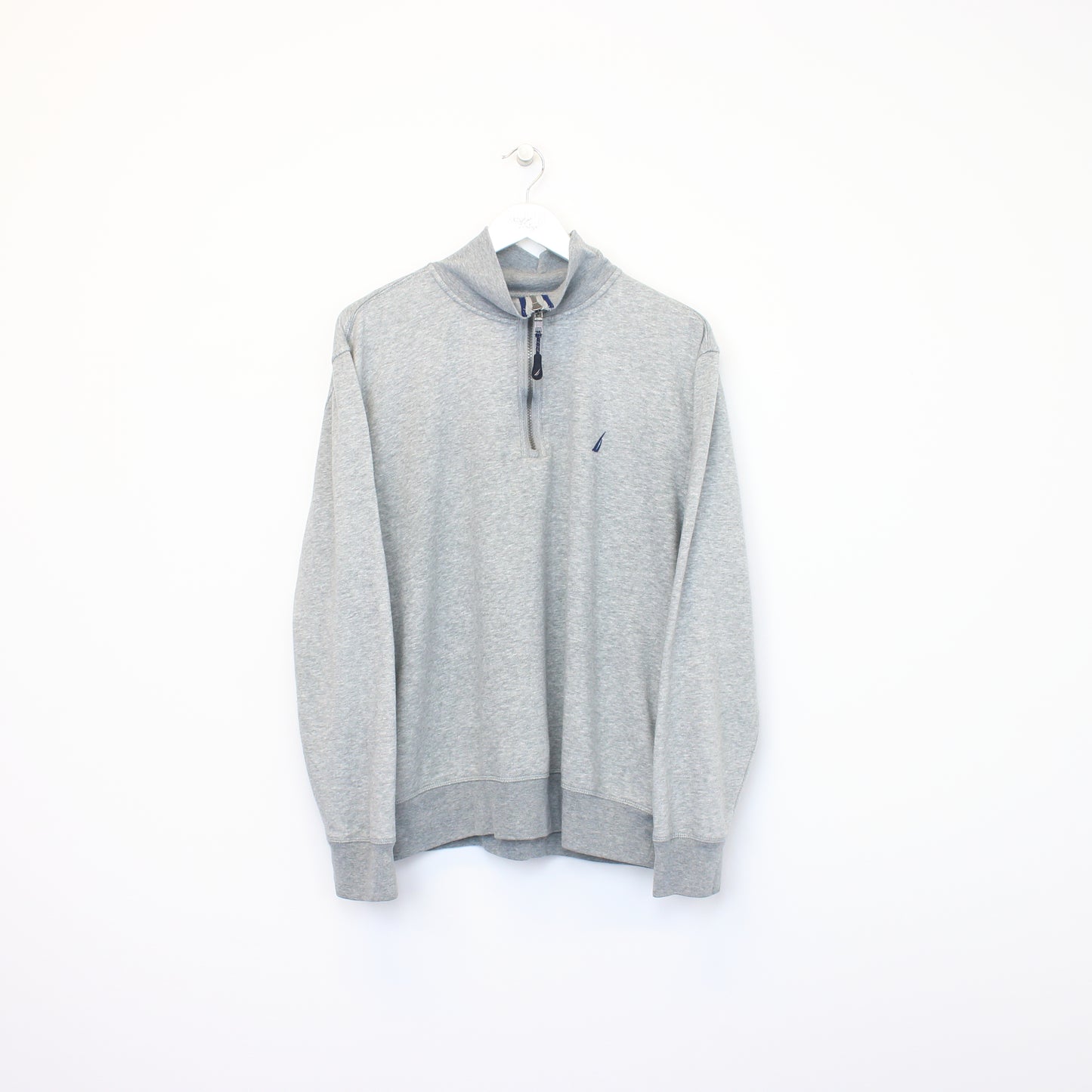 Vintage Nautica quarter zip sweatshirt in grey. Best fit M