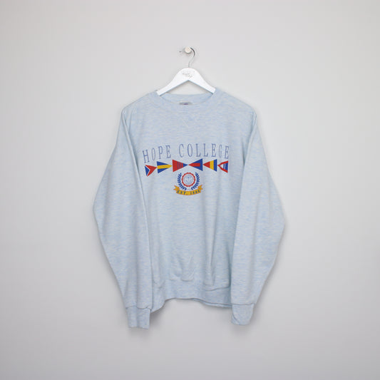 Vintage Beezil Hope College sweatshirt in light blue/grey. Best fits XL