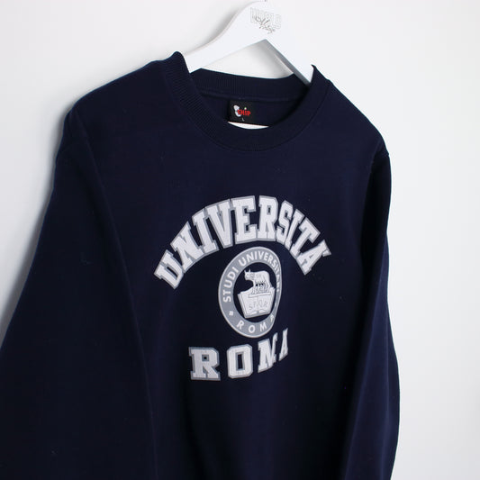 Vintage Chip Universita Roma sweatshirt in navy. Best fits L