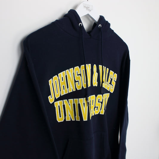 Vintage Champion Johnson & Wales University hoodie in navy. Best fits M