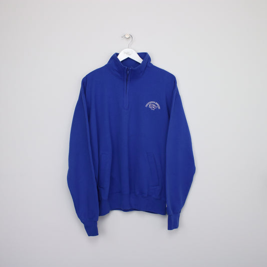 Vintage Champion quarter zip sweatshirt in blue. Best fits L
