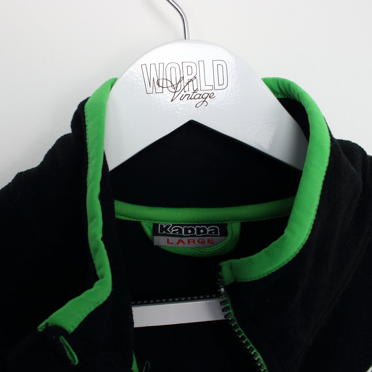 Vintage Women's Kappa full zip fleece in green and black. Best fits L