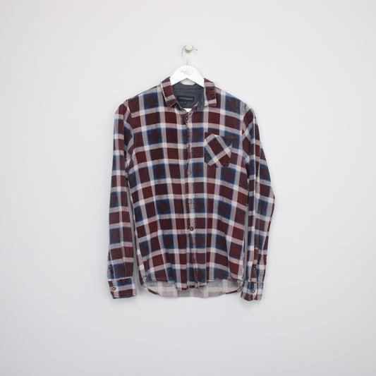 Vintage Industrialize flannel shirt in red, blue and white. Best fits S