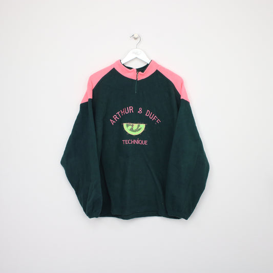 Vintage Arthur & Duff fleece in green and pink. Best fits XL