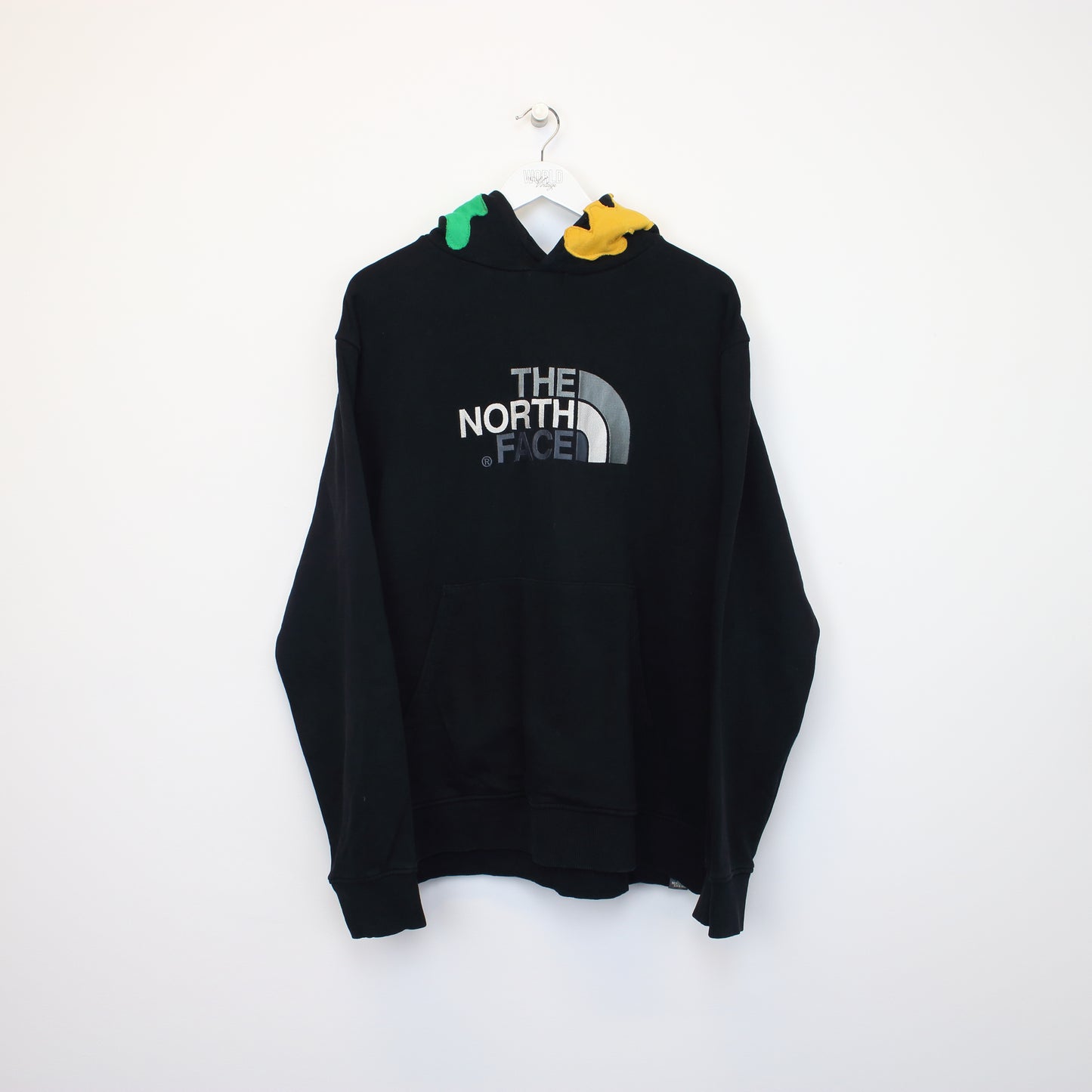 Vintage North Face reworked hoodie in black. Best fits XL