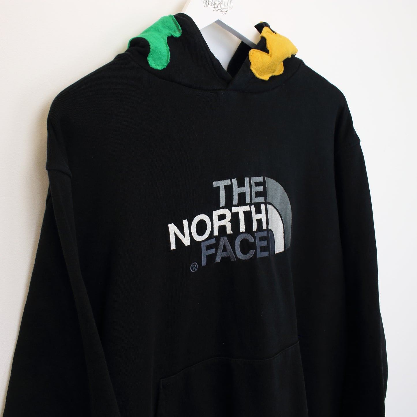 Vintage North Face reworked hoodie in black. Best fits XL