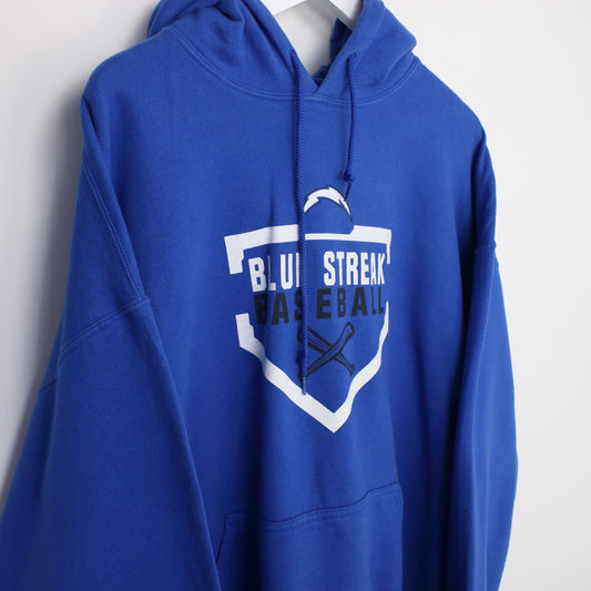 Vintage Gildan Blue Streak Baseball hoodie in blue. Best fits XL