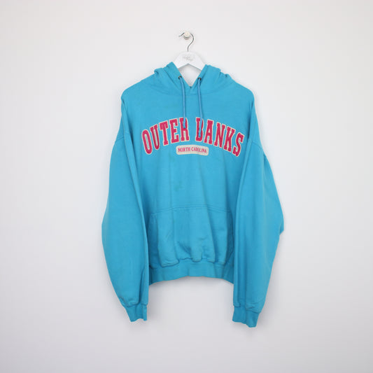 Vintage women's Outerbanks hoodie in blue and pink. Best fits XXL
