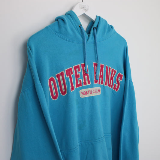 Vintage women's Outerbanks hoodie in blue and pink. Best fits XXL