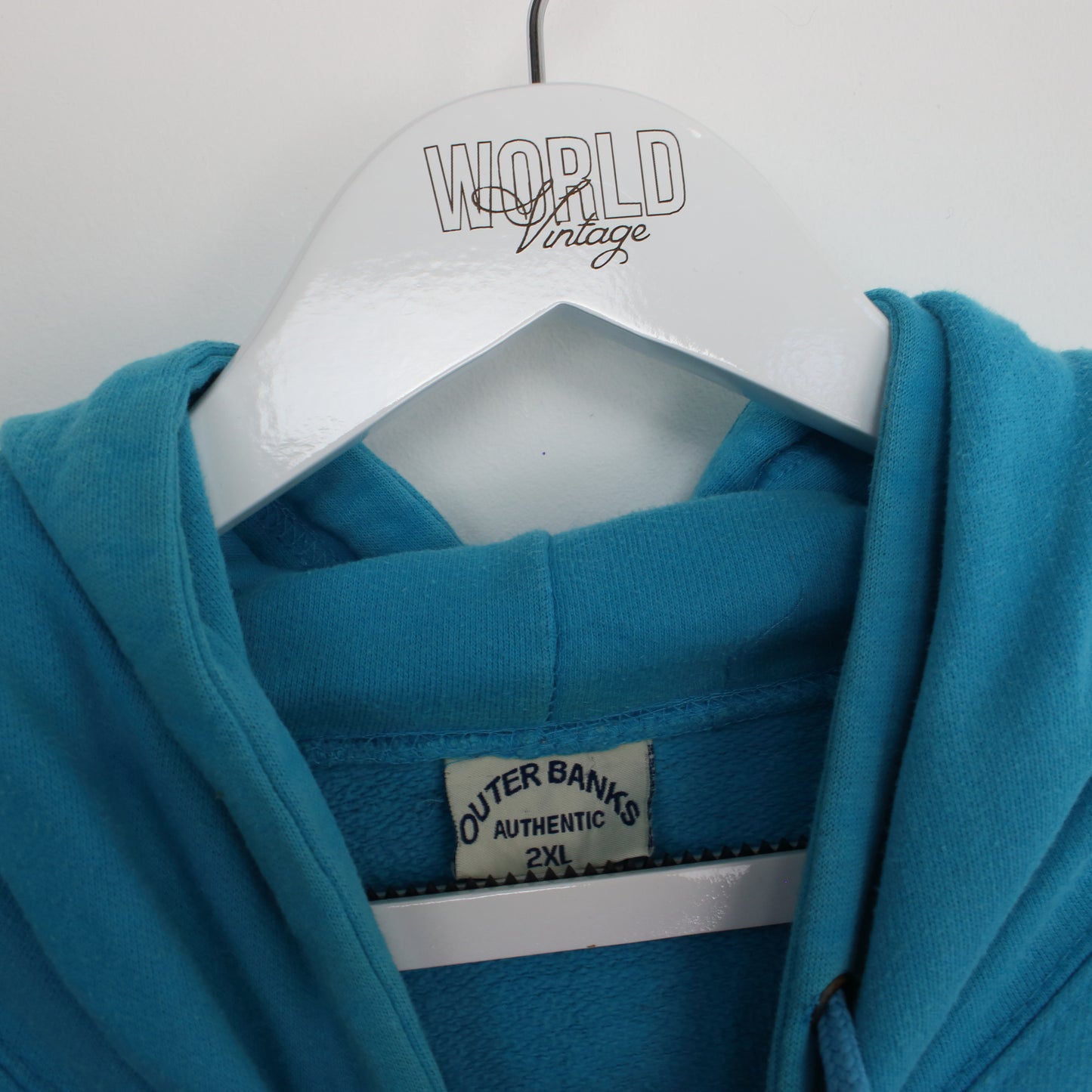 Vintage women's Outerbanks hoodie in blue and pink. Best fits XXL