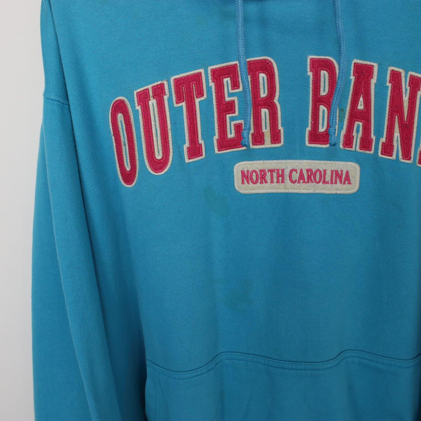 Vintage women's Outerbanks hoodie in blue and pink. Best fits XXL