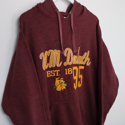 Vintage Fourth & One Um Duluth hoodie in burgundy. Best fits XL